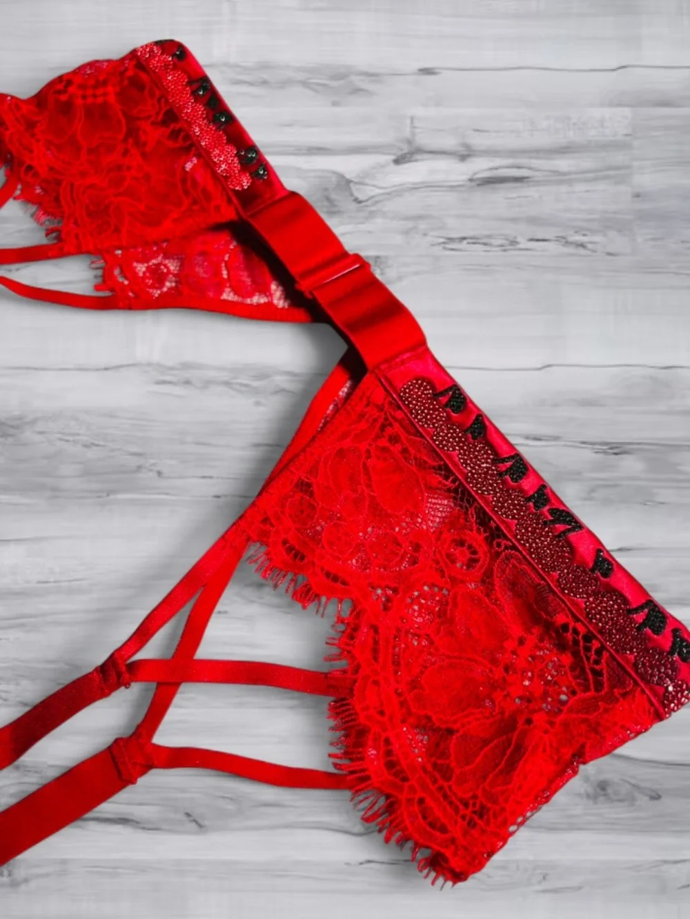 🆕🍒 Cherry Chain Shine Strap Garter Belt Victoria Secret XS/S NWT